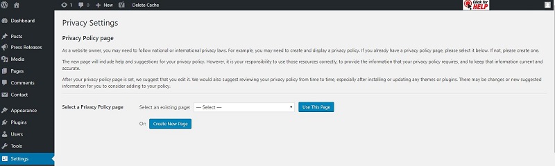 WordPress Privacy Page Example